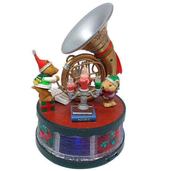 Perfect Harmony Snow Wonder Bears Music Box Tuba Lights Motion 2003 WORKS - Picture 1 of 5